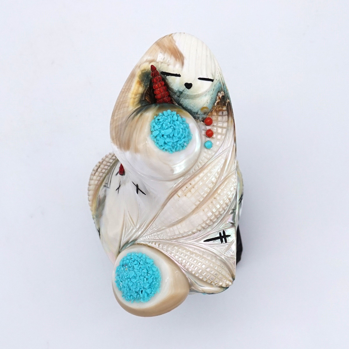 ズニ フェティッシュ Stewart Quandelacy作 Chimayo Trading Navajo Rugs Pueblo Pottery Fine ArtStewart