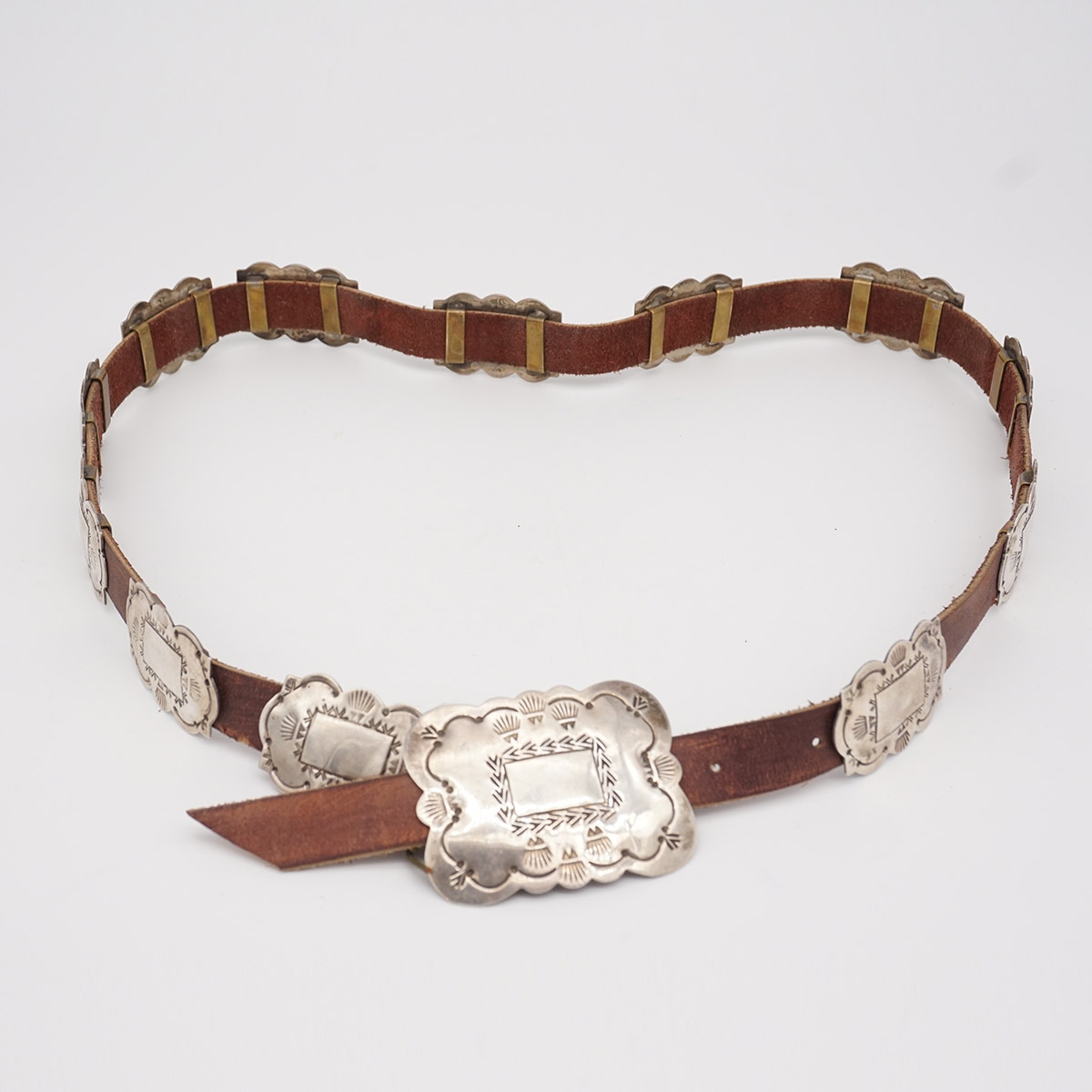 Navajo Silver Concha Belt 1960s, Belt 39”