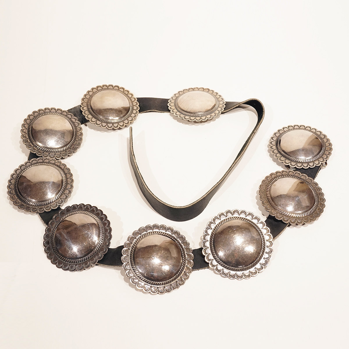 Navajo Vintage  Silver Concha Belt ca. 1970s 51” length