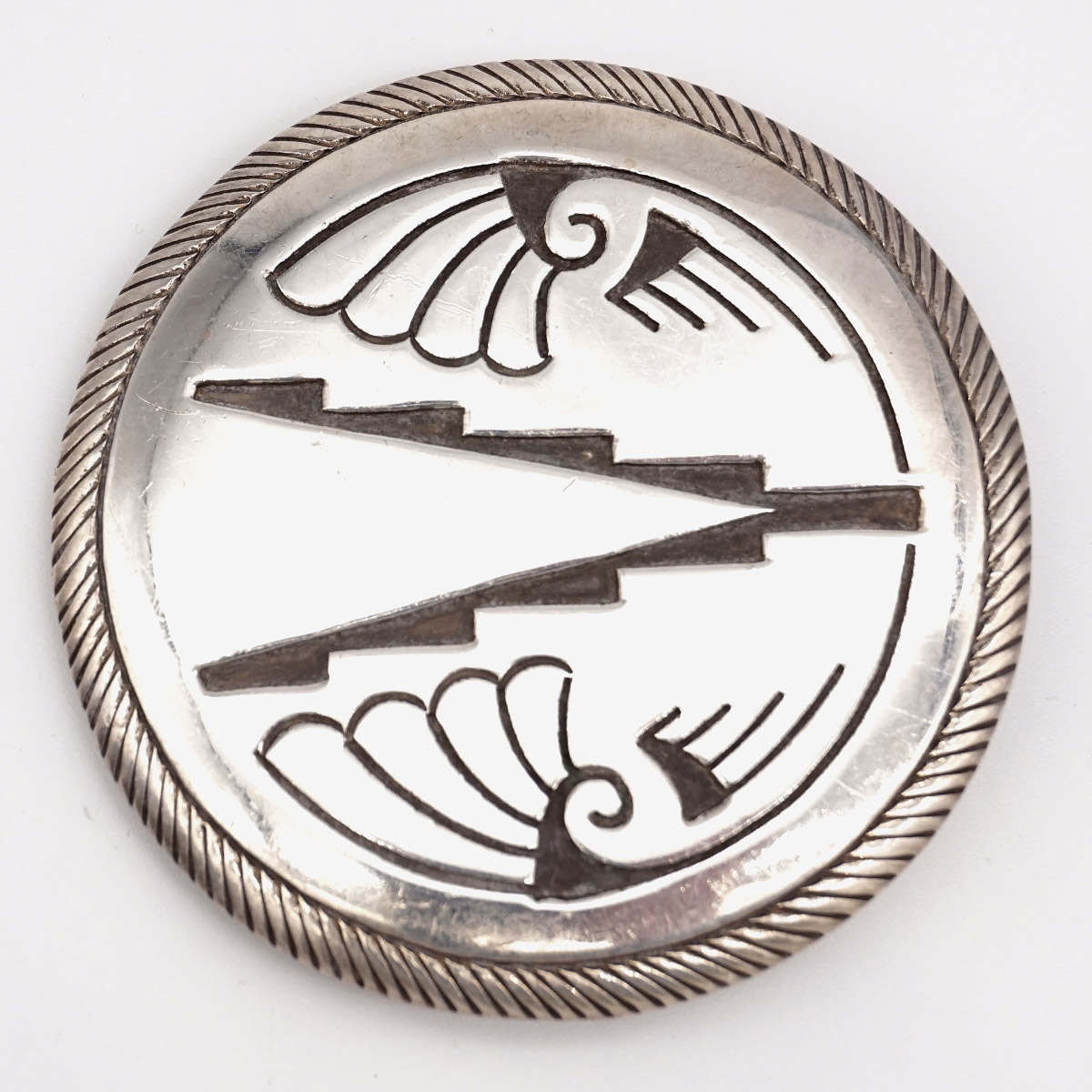 Hopi Sterling Silver Belt Buckle 2.5” Round