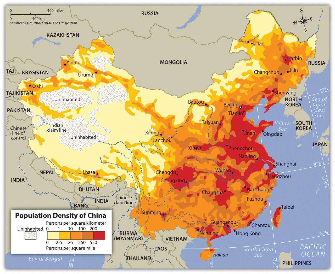 Map Of China Population China Population Density Map 