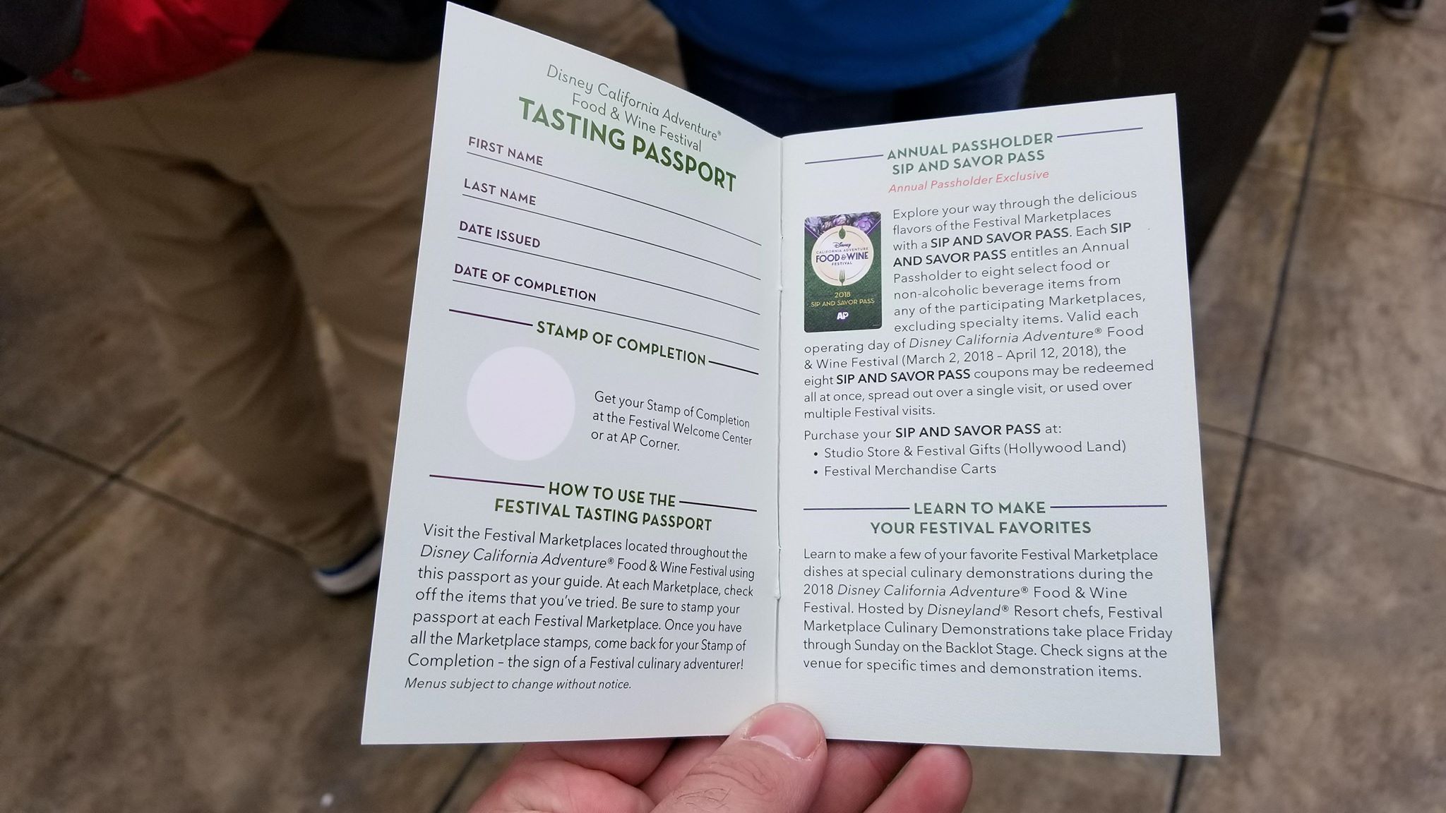 Tasting Passport Inside Front