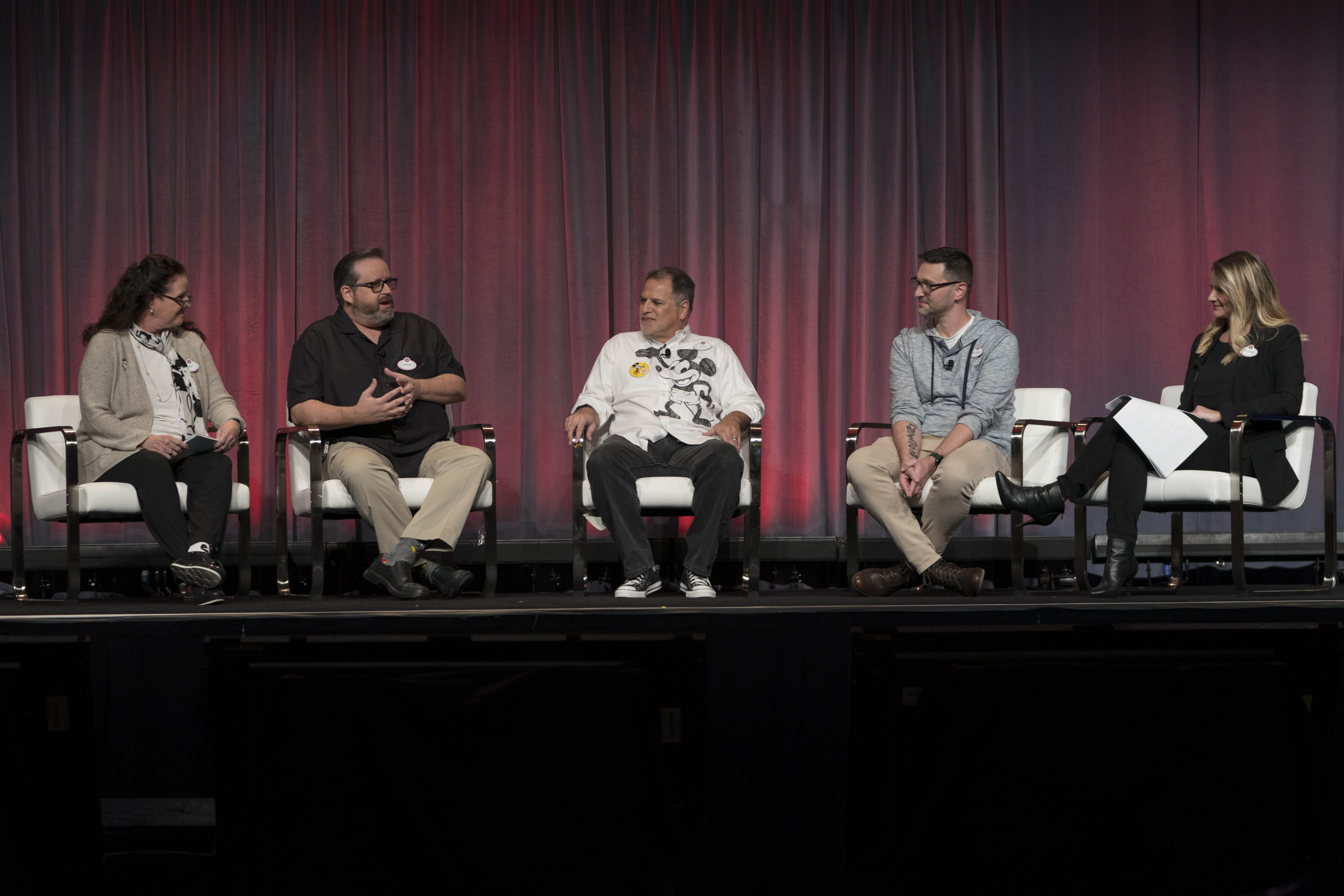 Collecting-Mickey.jpg: Libby Spatz, Aaron Babock, Alex Maher, Richard Turpstra, and Stefanie Whitmore take a look at the past, present, and future of Mickey toys, collectibles, and products during the “Collecting Mickey, the True Original” panel at D23’s Destination D: Celebrating Mickey Mouse, November 16-18, 2018 at Disney’s Contemporary Resort. © Disney