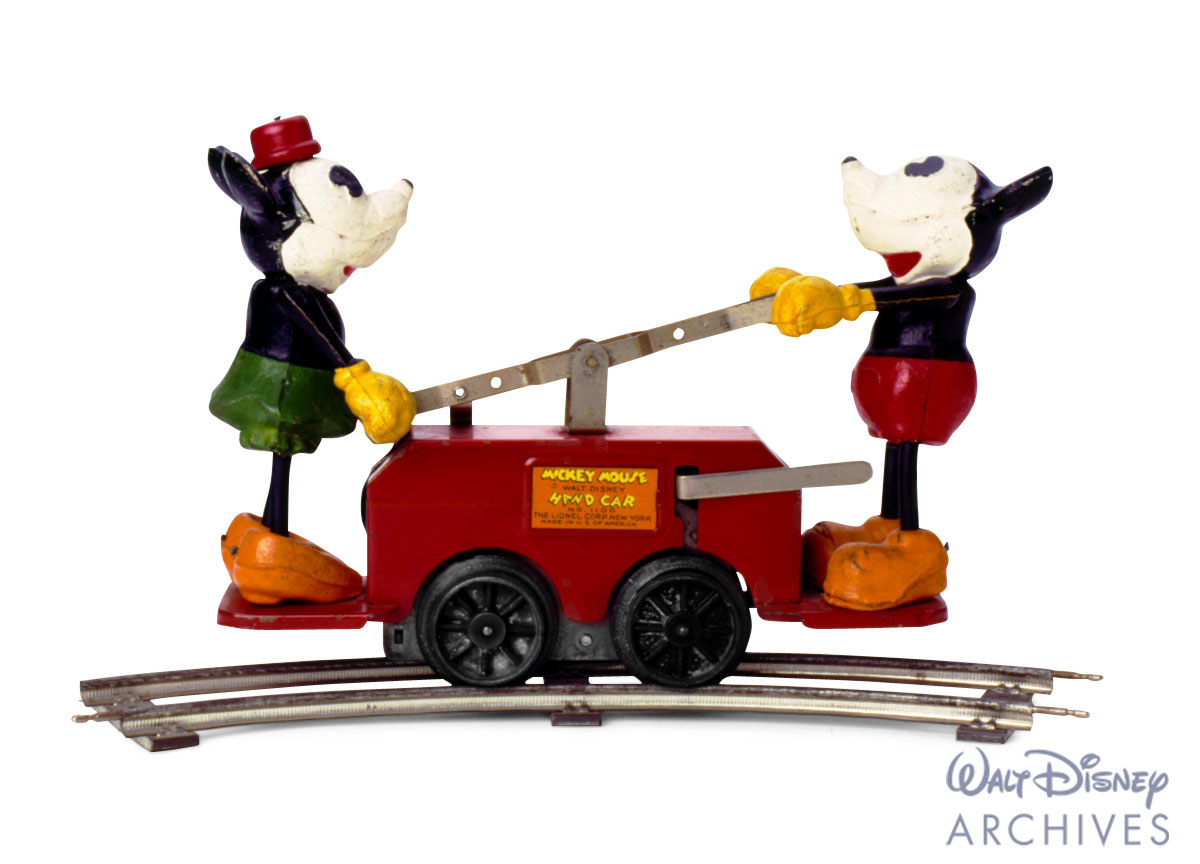 Collecting-Mickey_Hand-Car.jpg: The 1934 Mickey Mouse Handcar was a runaway success in Mickey’s early years, and reversed the fortunes of the Lionel corporation, as seen in “Collecting Mickey, the True Original” panel at D23’s Destination D: Celebrating Mickey Mouse, November 16-18, 2018 at Disney’s Contemporary Resort. © Disney
