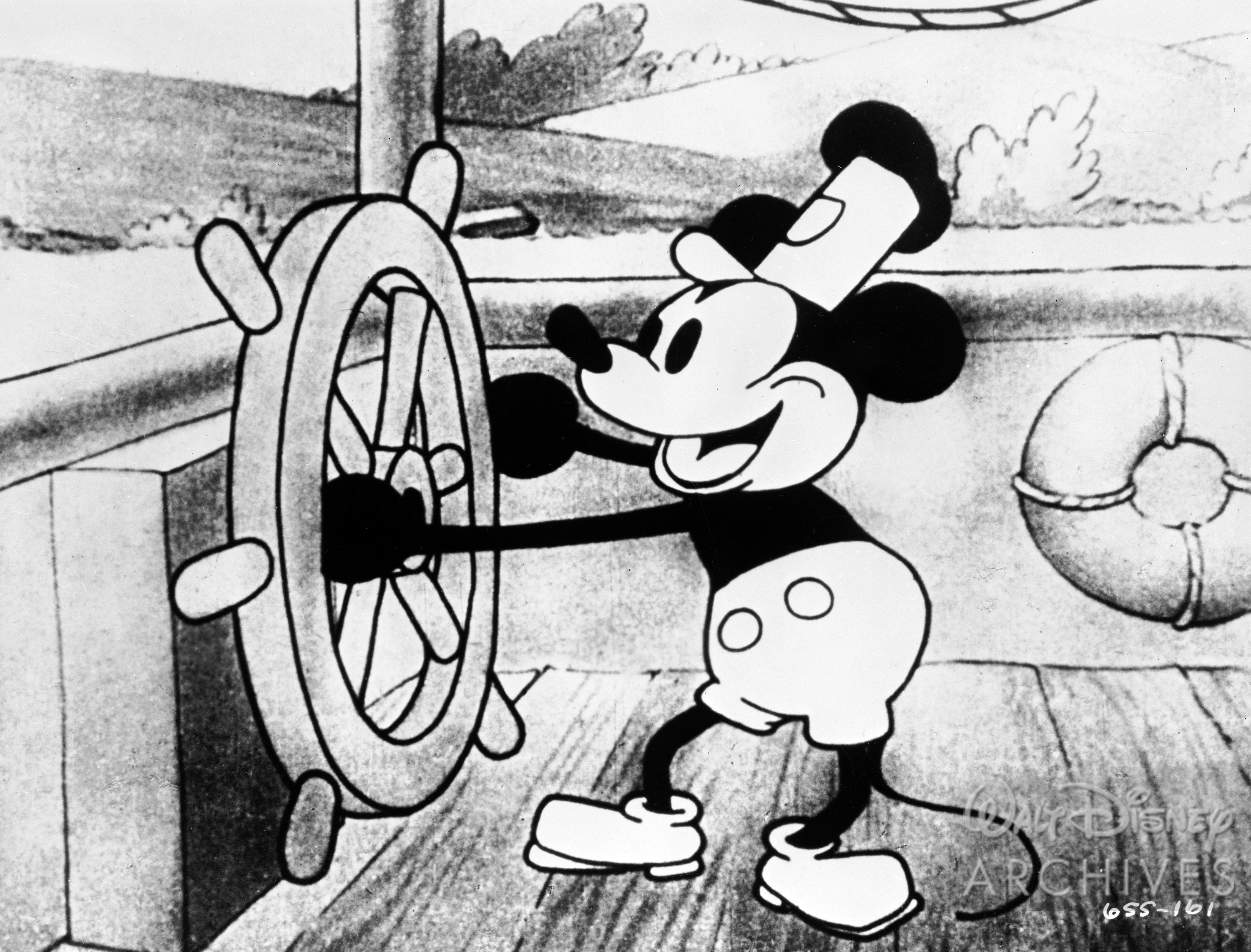 Mouse-In-Shorts_Steamboat-Willie.png: It’s the Mickey short that started it all—1928’s Steamboat Willie was the very first appearance of Mickey Mouse and Minnie Mouse. As shown in the “A Mouse in Shorts: Animating Mickey Through the Years” panel at D23’s Destination D: Celebrating Mickey Mouse, November 16-18, 2018 at Disney’s Contemporary Resort. © Disney