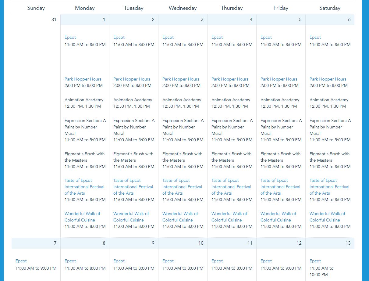 feb epcot hours