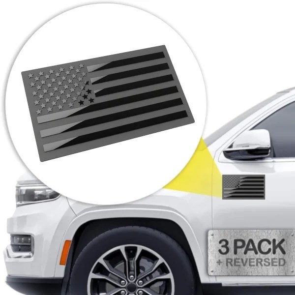 3D Metal American Flag Emblem Decal