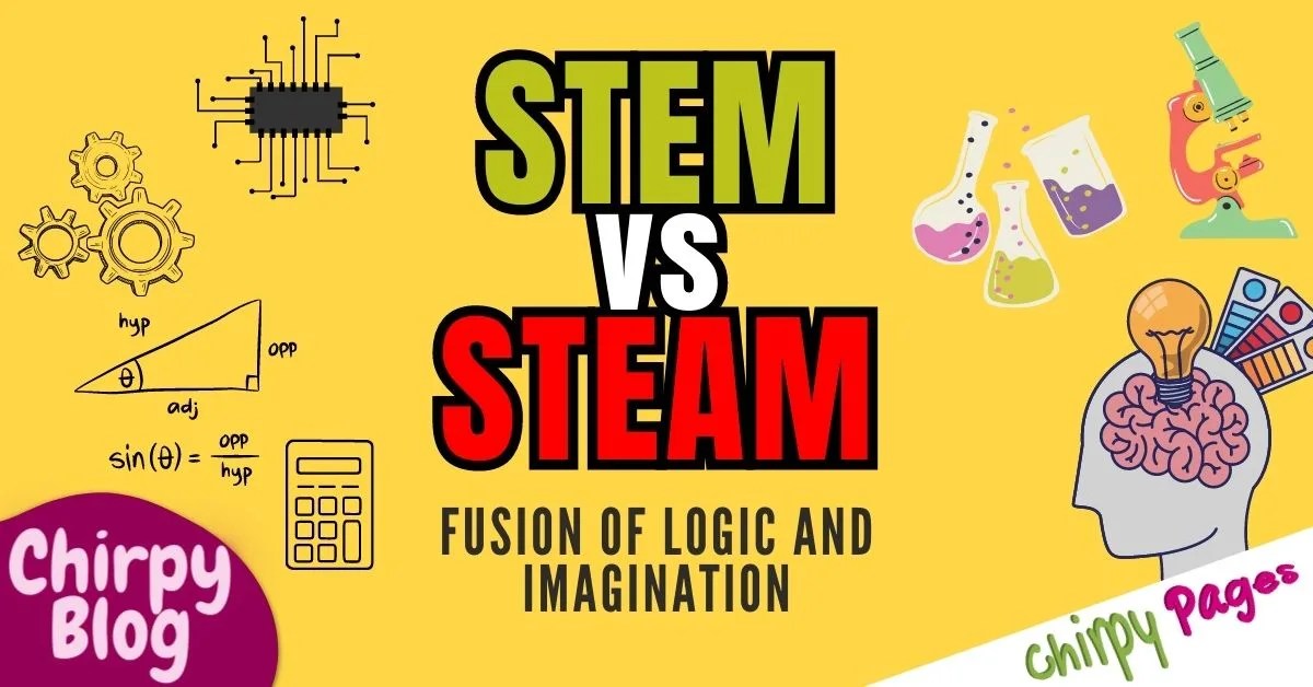 stem vs steam header image for article about the exhilarating clash between STEM and STEAM education, as we journey through the realms of science, technology, engineering, mathematics, and the captivating infusion of arts.