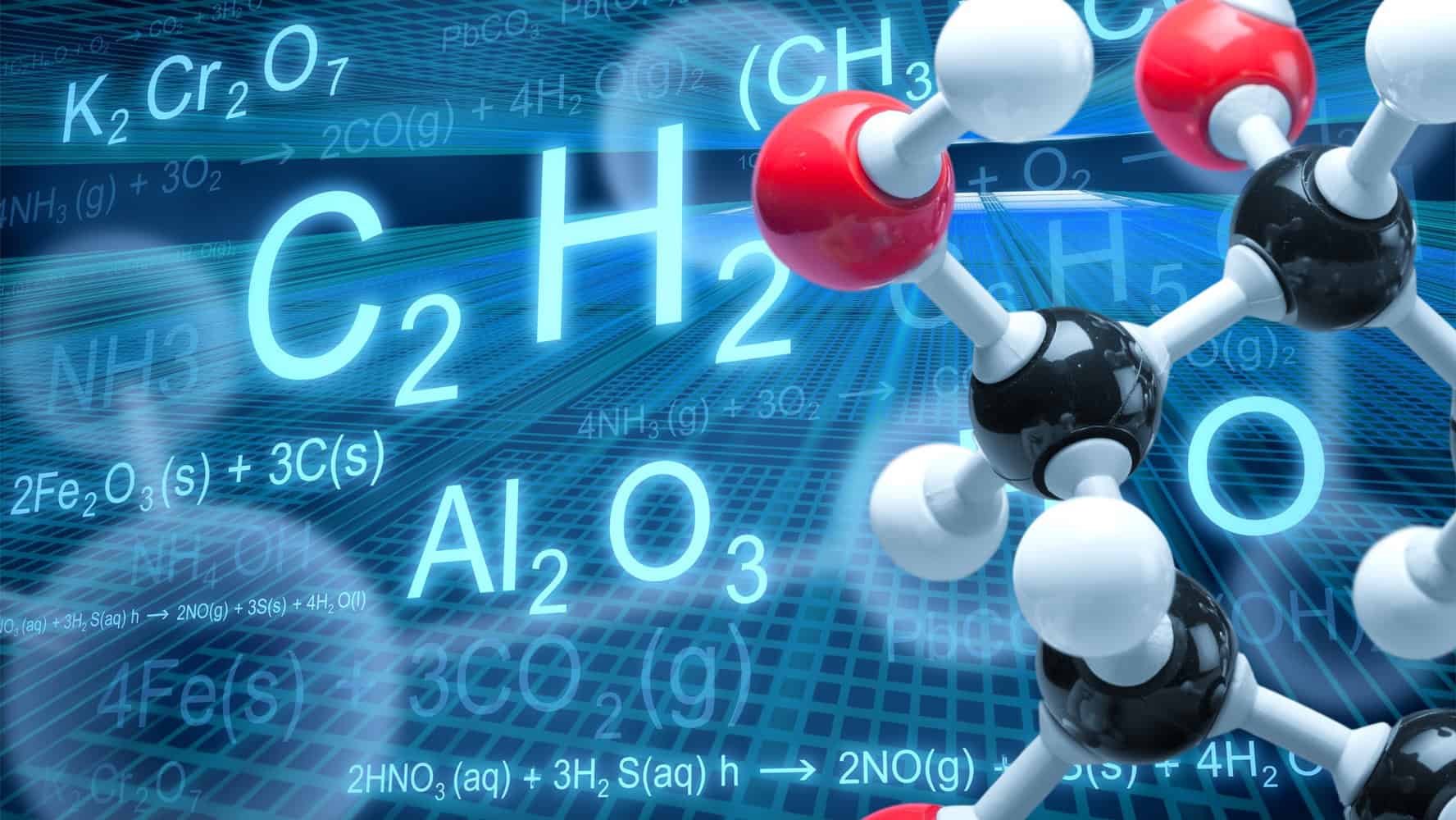 molecule of nanoparticle and chemistry symbols