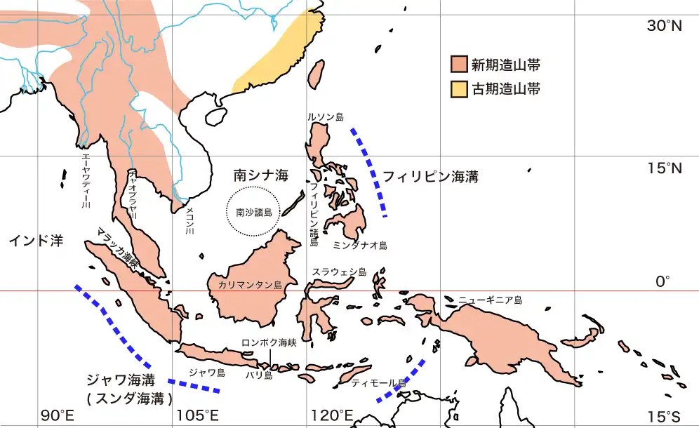 アジアの自然地理地図