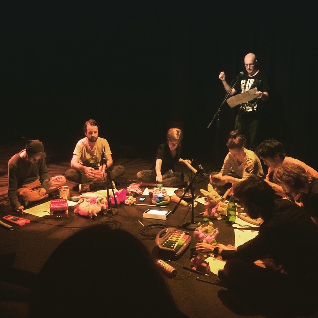 EMS Toy Ensemble performing, "The Artist's Prayer". Photo by Alexander Hunter. March 2015.