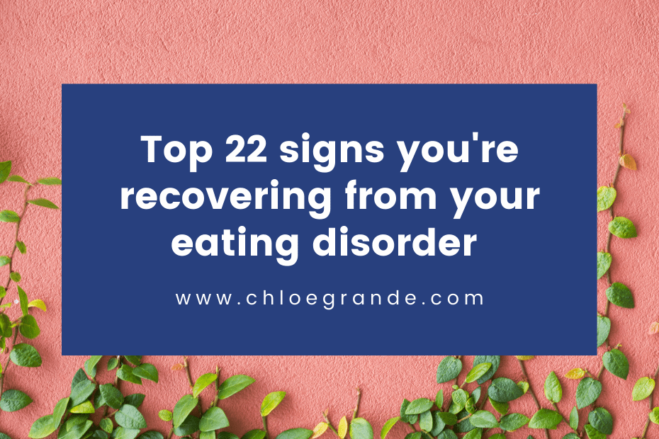 Top signs you’re recovering from eating disorder – pink background with leaves