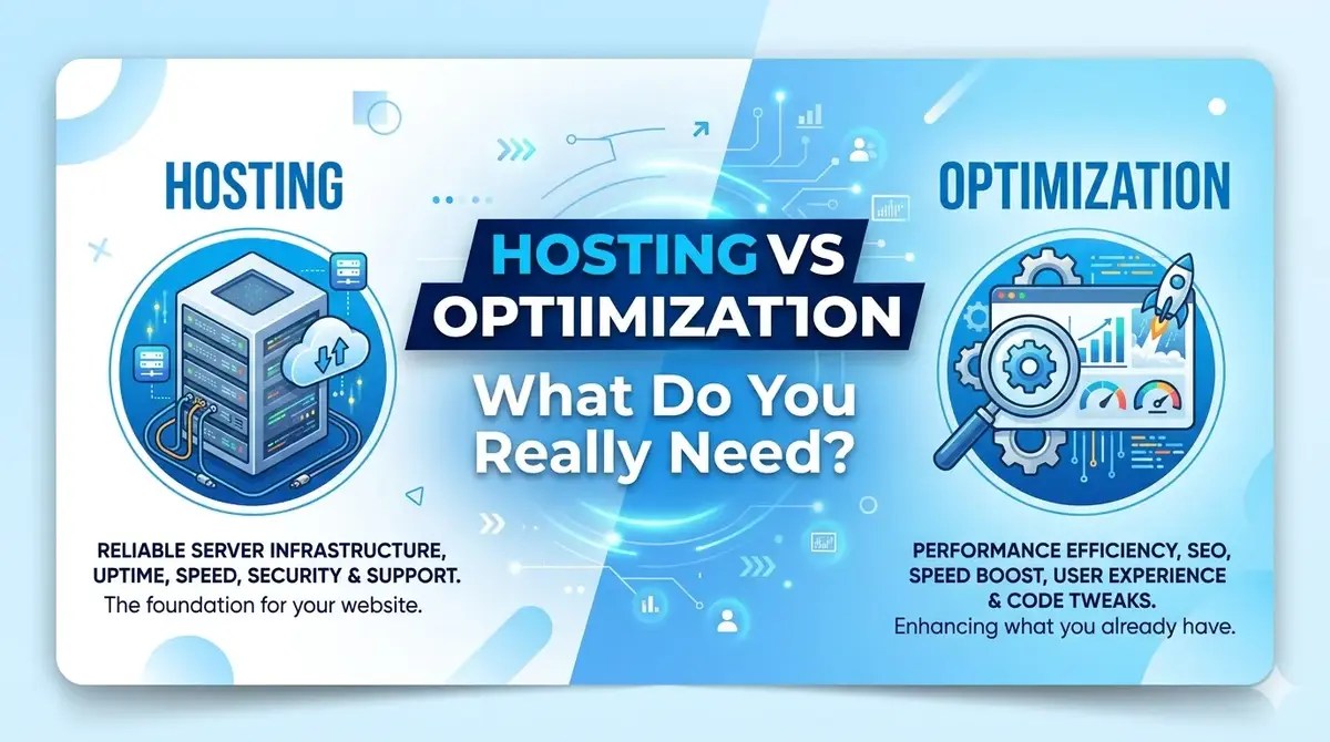Hosting vs optimization by Choice Reader targetting the differences between hosting and optimization.