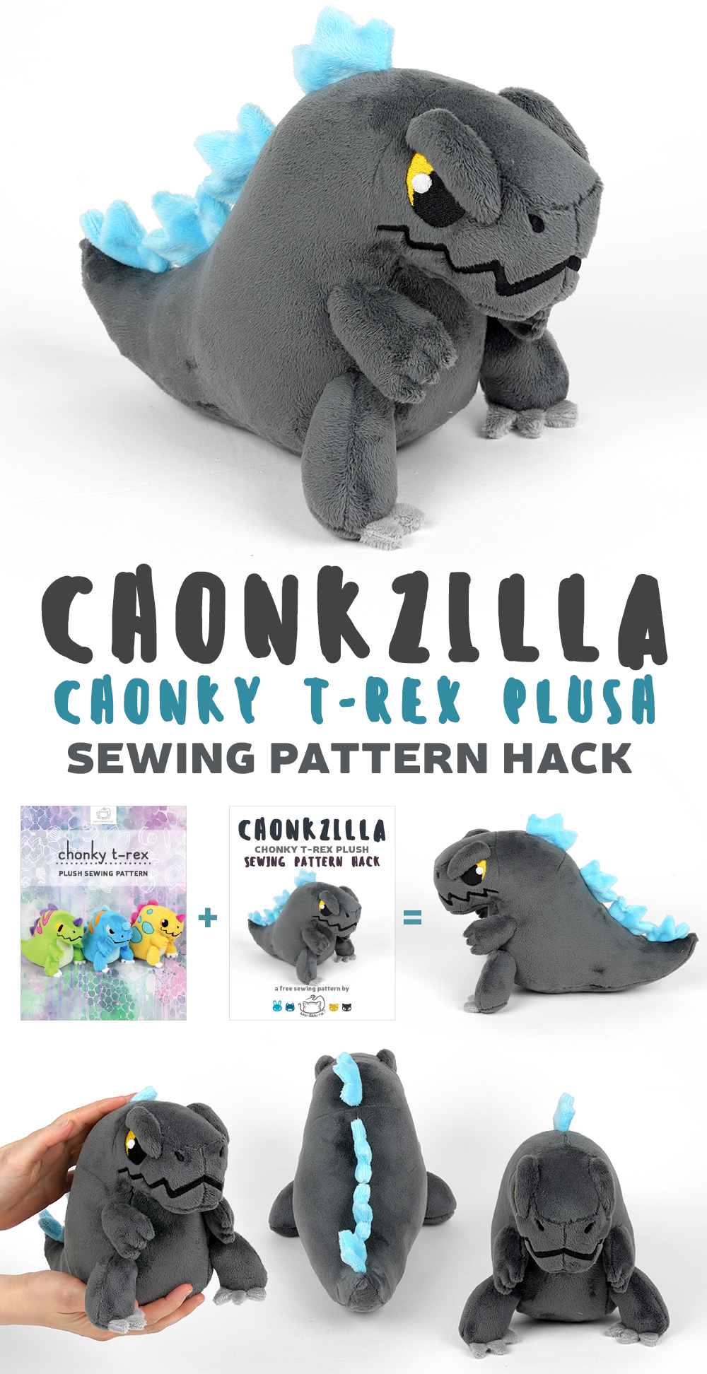 ［７］ぬいぐるみ　洋服　スマイル　お座りクマ　チャングンソク　Zikzin New Free & Shop patterns! Godzilla & Chonky T-rex plush! – Sew