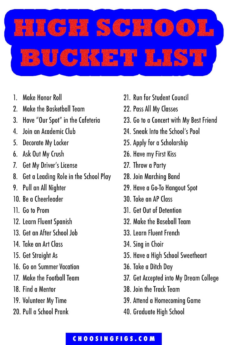 Rebellious High School Bucket List - School Style Rebellious High School Bucket List - School Style