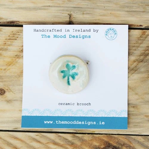 Ceramic Brooch - Shamrock in a circle The Mood Designs