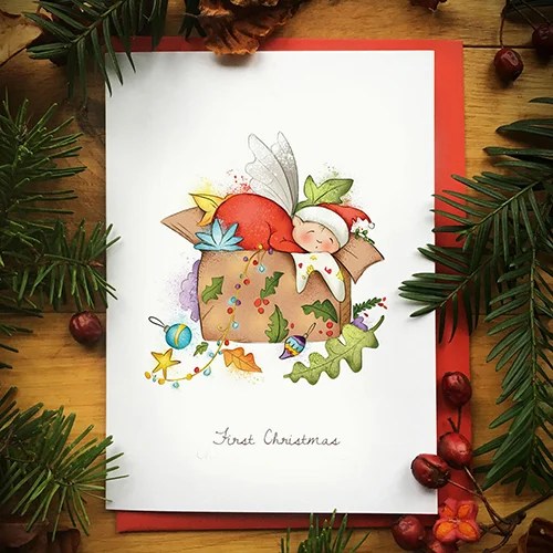 Christmas cards - Burren Flower Fairies - First Christmas
