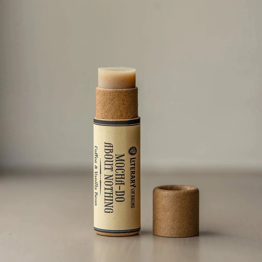Lip balm - Compostable tube - Mocha-do about nothing Literary Lip Balm
