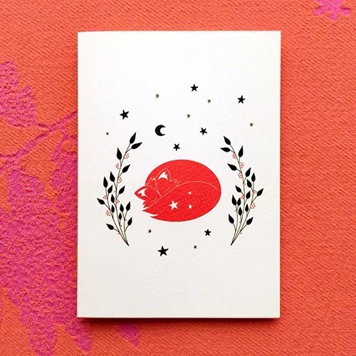 Greeting card - Fox with foliage Nadine loves paper
