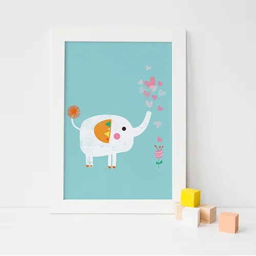 Frame - A4 - Elephant Flower - Blue Lilly and Bright