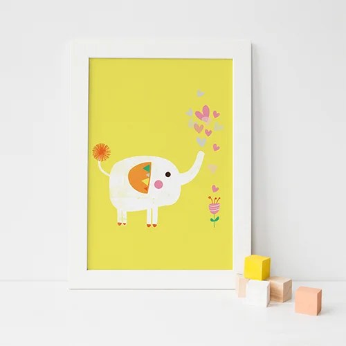 Frame - A4 - Elephant Flower - Yellow Lilly and Bright