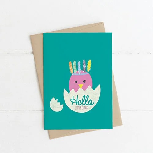 New baby card - Hello little chick Lilly and Bright