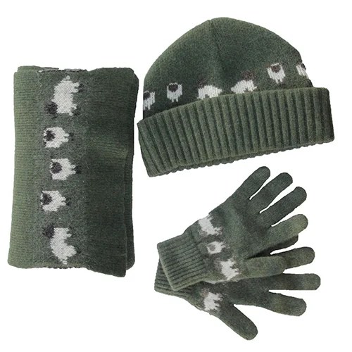Sheep gloves - 100% pure new wool - Mossy Green Kerry Woolen Mills