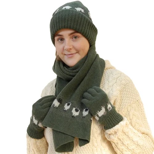 Sheep gloves - 100% pure new wool - Mossy Green Kerry Woolen Mills
