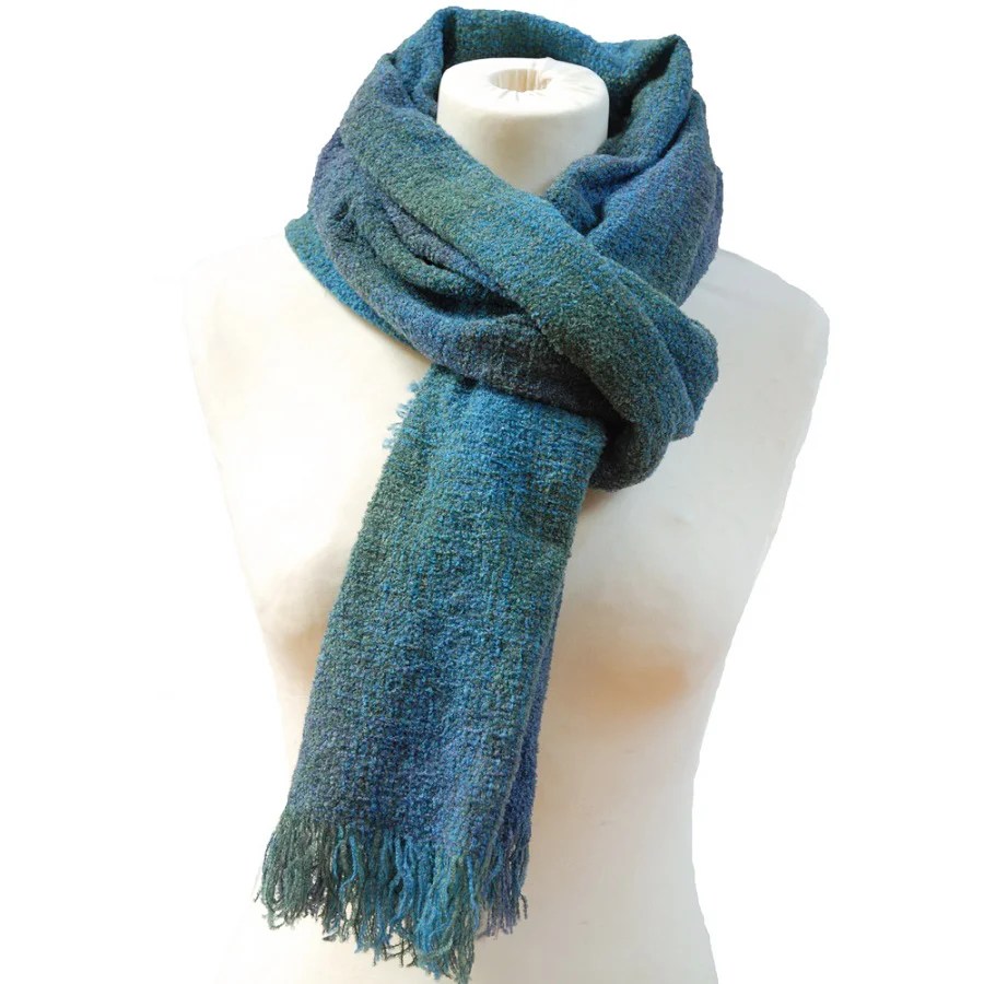 Scarf - Celtic Wool Stole - Teal Kerry Woolen Mills