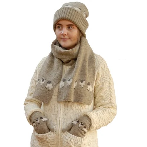 Sheep gloves - 100% pure new wool - Oatmeal Kerry Woolen Mills
