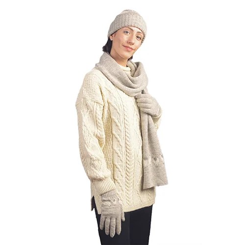 Sheep gloves - 100% pure new wool - Oatmeal Kerry Woolen Mills