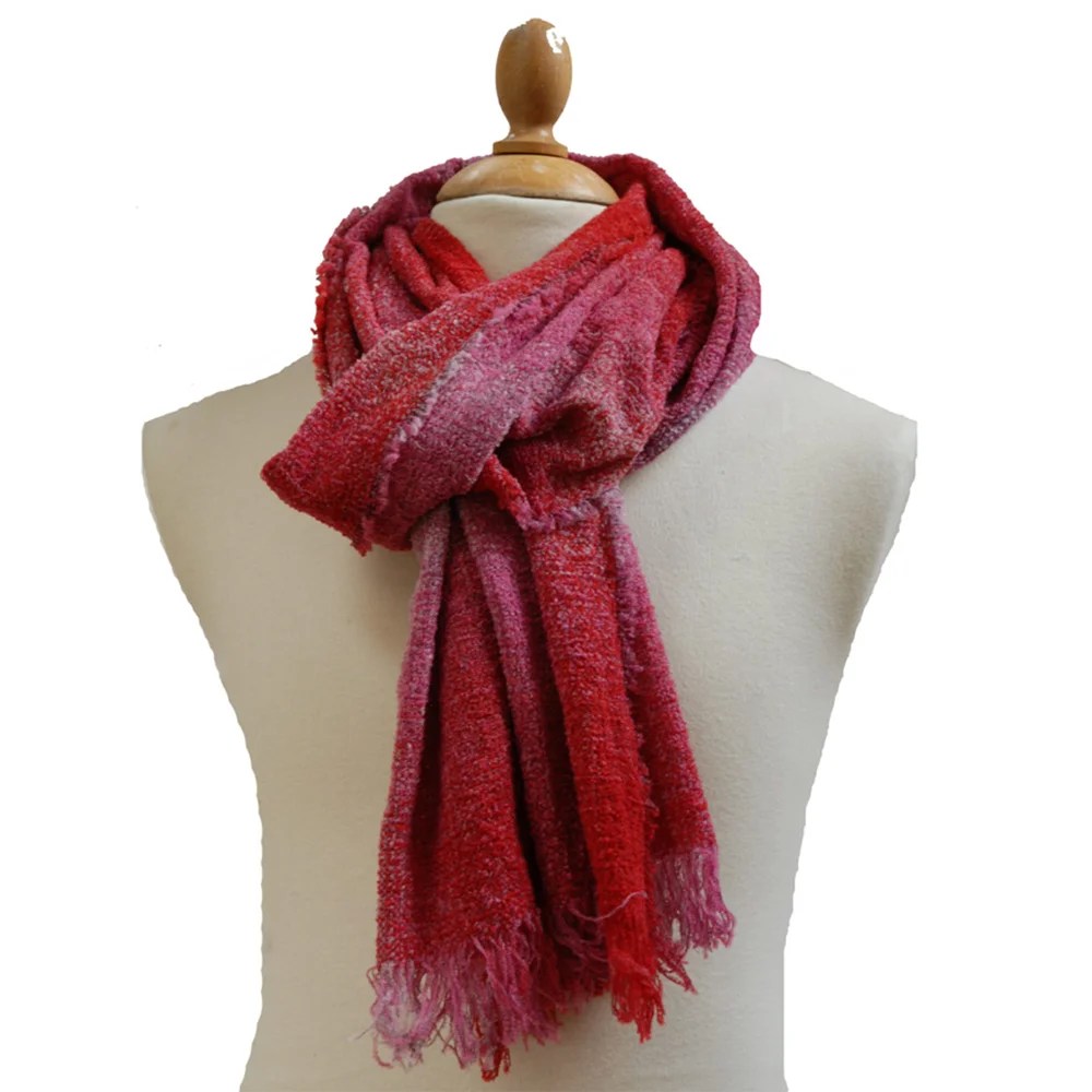 Scarf - Celtic Wool Stole - Cerise Kerry Woolen Mills