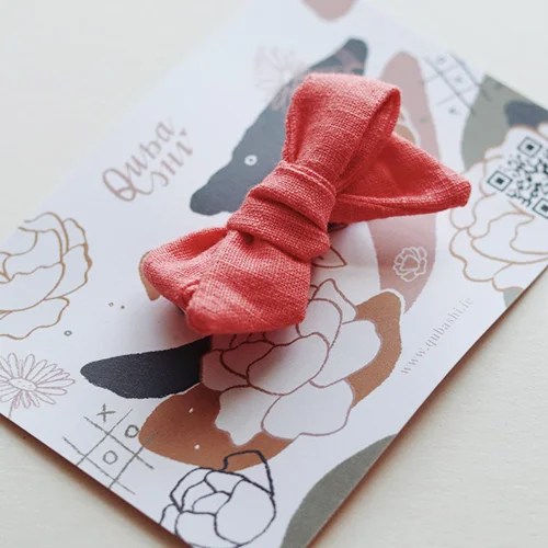 Organic Linen Bow - Coral Qubashi