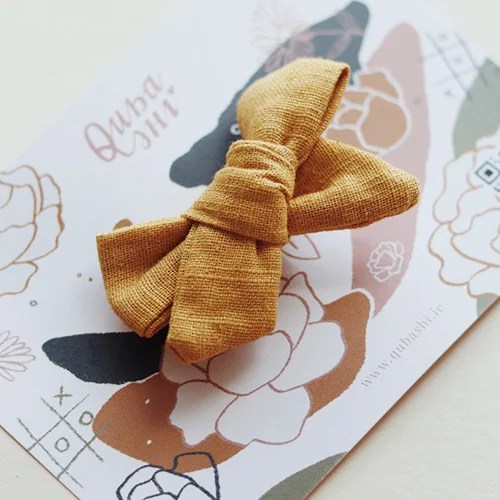 Organic Linen Bow - Mustard Qubashi