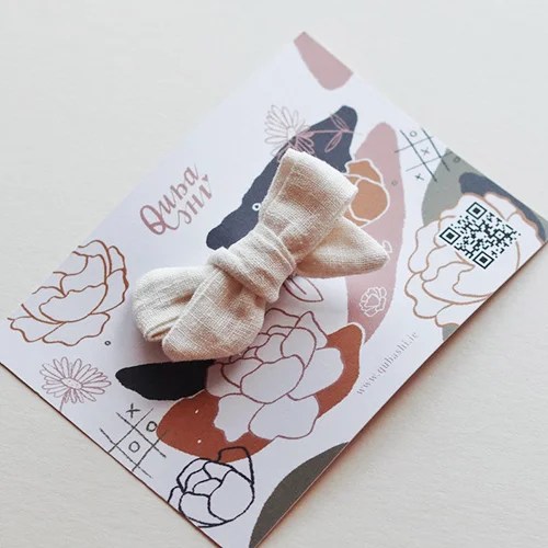 Organic Linen Bow - Ivory Qubashi