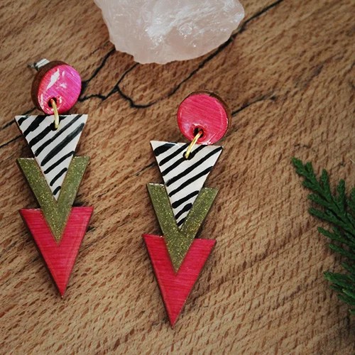Wooden triangle earrings Jayney Mac