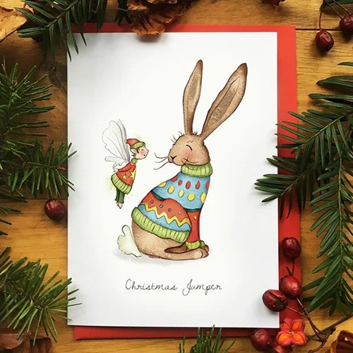 Christmas cards - Burren Flower Fairies - Christmas jumper