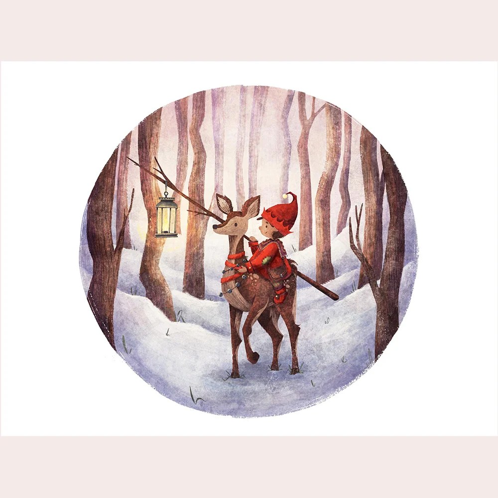 Large Christmas cards - Riding a deer Shannon Bergin