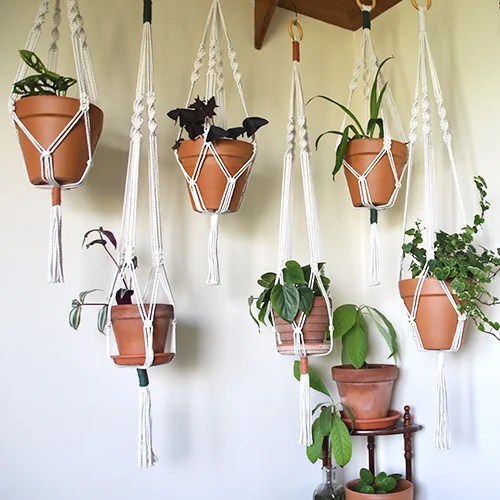 Plant hanger - Large, White and green Arla Craft