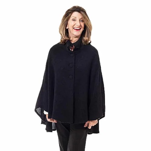 Button Cape - Black Kerry Woolen Mills