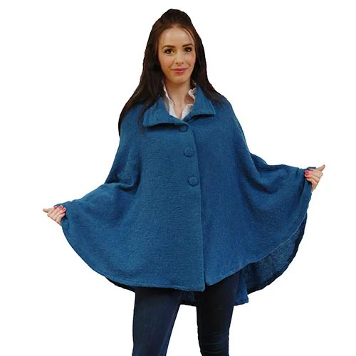 Button Cape - Blue Kerry Woolen Mills