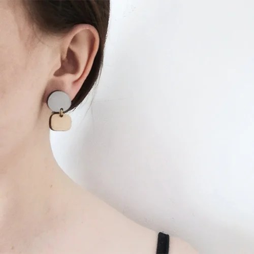 Drop stud earrings Wood Moon Studio