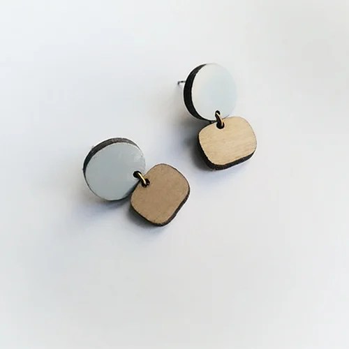 Drop stud earrings - Winter Morning Wood Moon Studio
