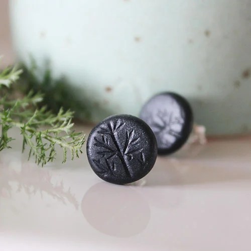 Earrings - Yarrow collection - Medium, Dark grey Jewel and paper