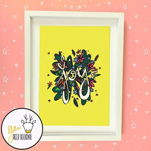 Print - Joy Yellow deer designs