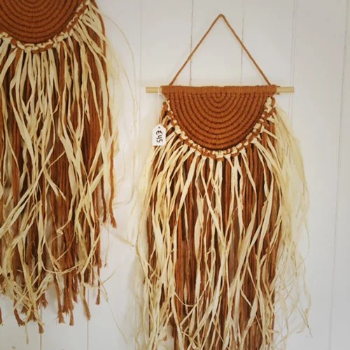 Raffia Macramé Wall Hanging - Teracotta Lulu Ecru