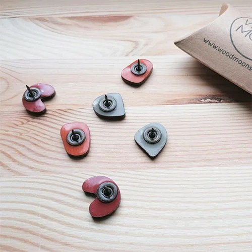 Cork board pins - Abstract, Orange/khaki Wood Moon Studio