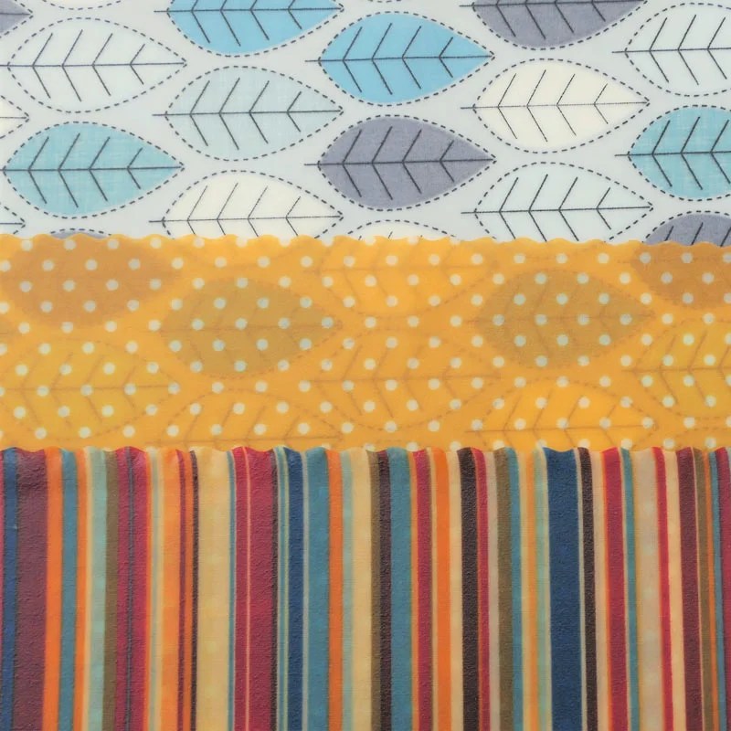Bee wrap - Various - Mini 3-pack -- Blue leaves, dots Hanna's bees