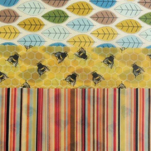 Bee wrap - Various - Maxi 3-pack -- Bees, leaves Hanna's bees