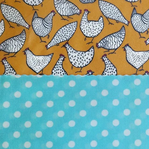 Bee wrap - Various - Lunch Pack -- Chickens, turquoise dots Hanna's bees